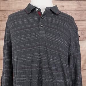 New! Jos. A. Bank Reserve Polo Shirt Mens 3XLT Gray Stripe Long Sleeve Cotton